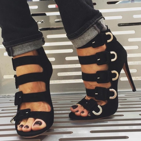 Aquazzura Shoes - Aquazurra Tutto Buckle-Strap black Suede Sandal